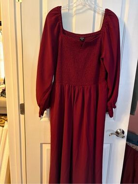 Burgundy Long Sleeve Maxi Dress